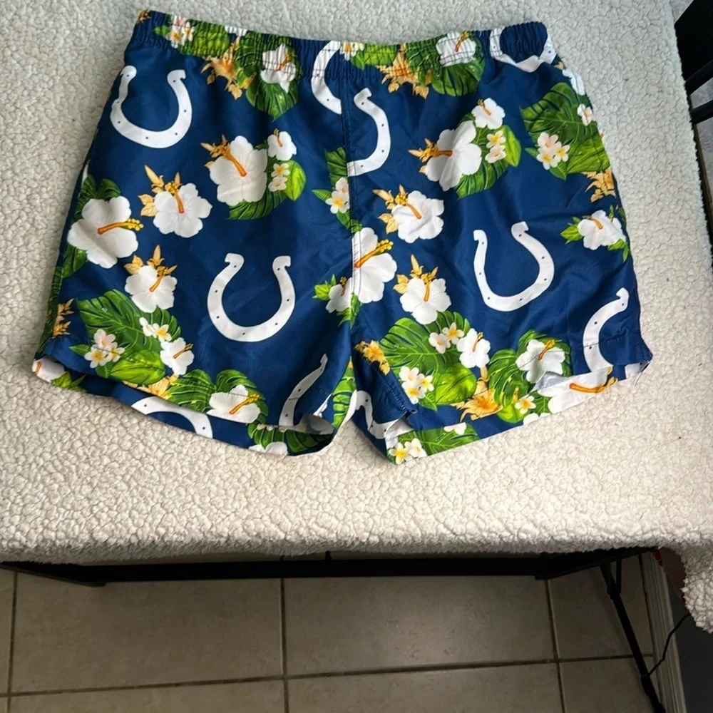 NFL Team Apparel Colts Blue and Green Swim Trunks